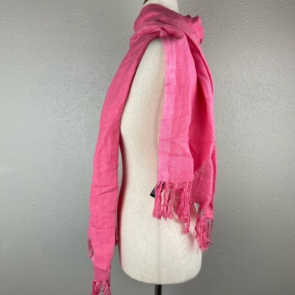 SaraJane Pink Linen Blend Scarf EUC - Picture 3 of 6